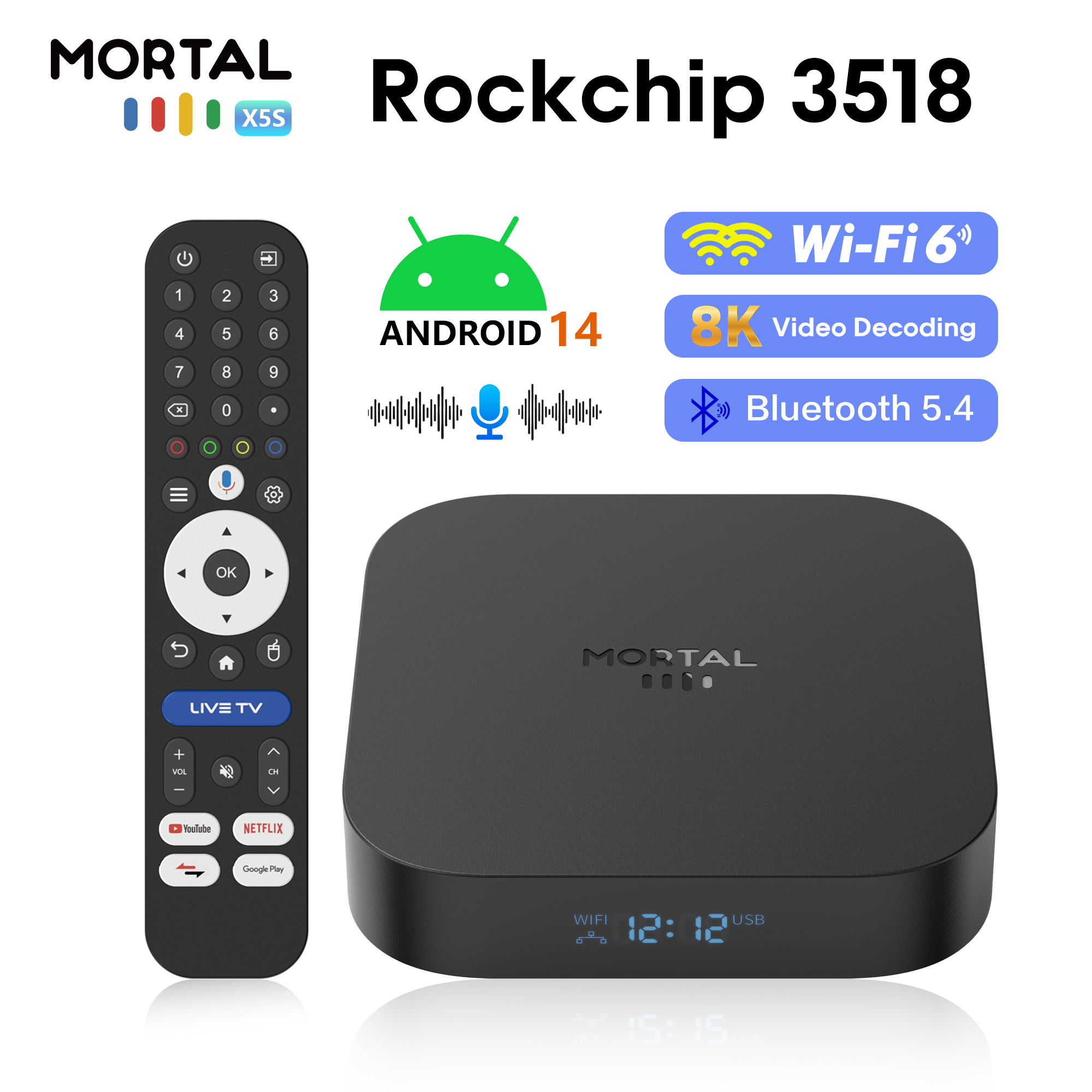 Radxa Rock 5B 16Gb - Mortal X5S สมาร์ททีวีบ็อกซ์ Android 14 RK3518